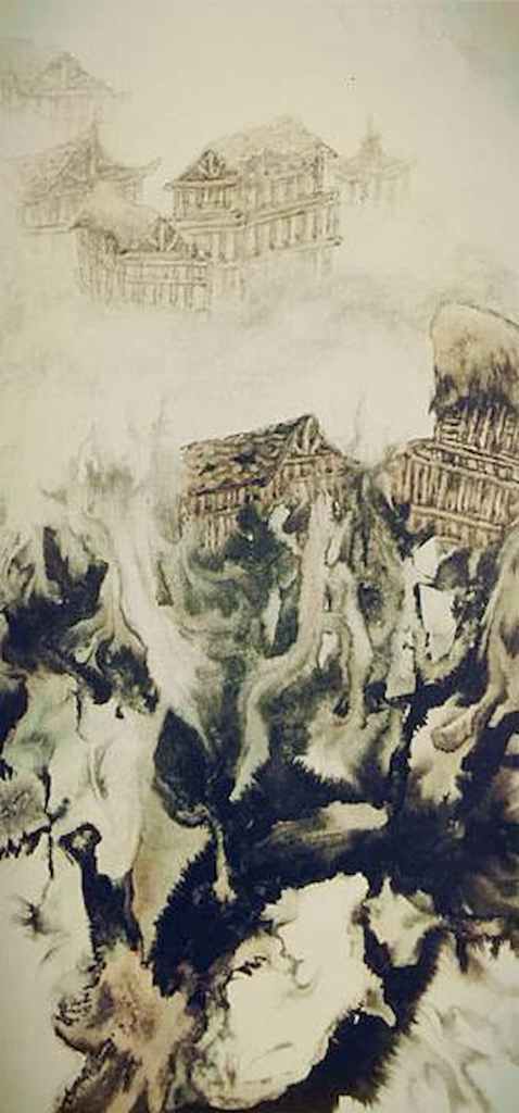 H.H.第三世多杰羌佛創始的十六個畫派: 《雲山竹樓》