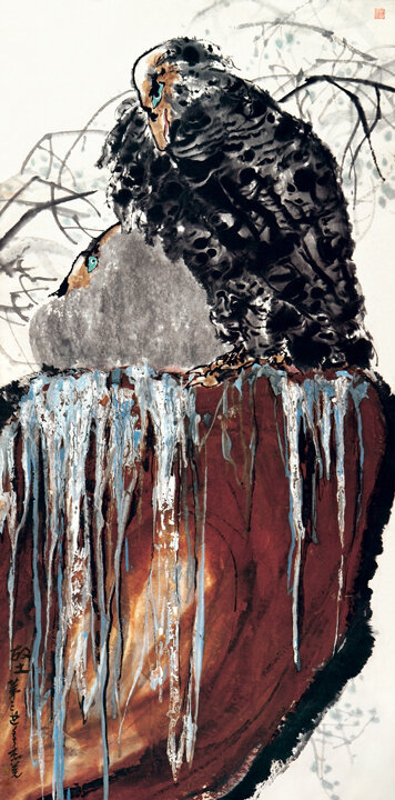 H.H.第三世多杰羌佛：抽象韻味派。故土（寫意花鳥）